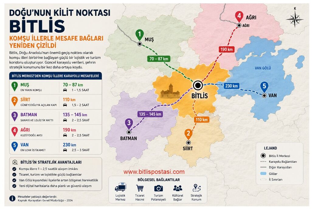 Bitlisin Komşuları Arasındaki Mesafesi