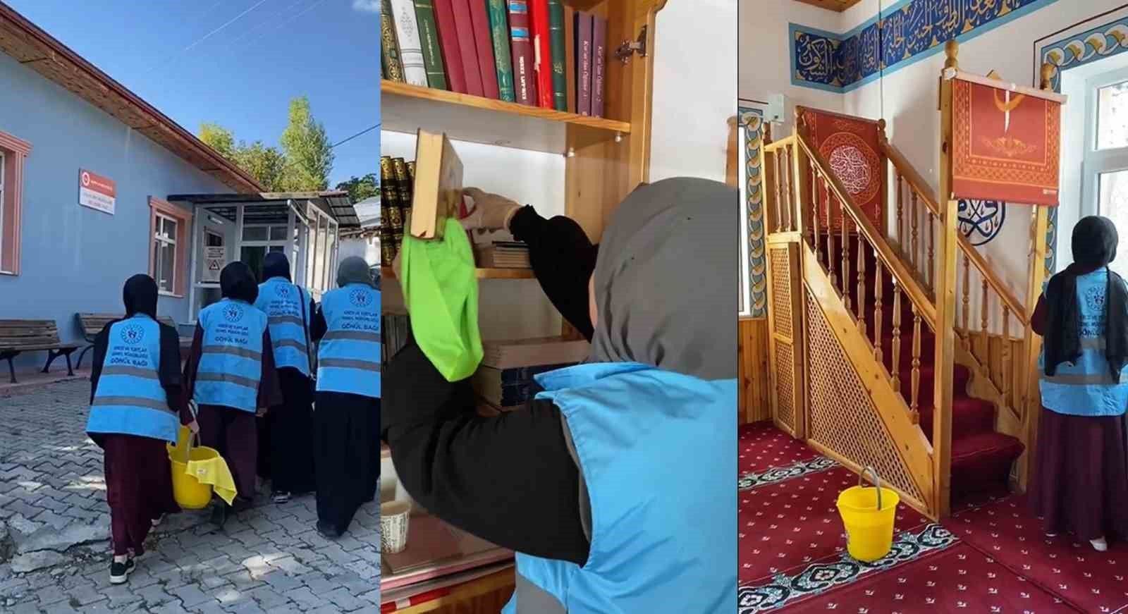 Erzincan'da öğrenciler cami temizliğine yardım etti