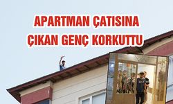 Ahlat'ta apartman çatısına çıkan genç korkuttu