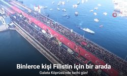 Gazze için binlerce kişi Galata Köprüsü’ne akın etti