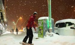 Muş merkezinde snowboard keyfi