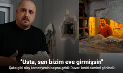 Şaka gibi: Duvar kırıldı, tesisatçıyla göz göze geldi!