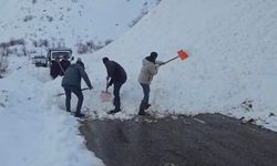 Vatandaşlar el ele verdi, yola düşen çığı kaldırdı