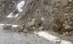 4,9’luk depremin ardından Erzincan’da kaya parçaları yola savruldu