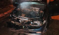 Alev alev yanan otomobil çevrede paniğe neden oldu