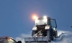 Kars’ta sürücünün imdadına traktör şoförü yetişti