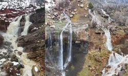 Yağışlarla birlikte Derecik’te şelaleler coştu