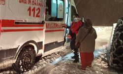 Bitlis’te karla mücadele ekipleri hastayı ambulansa ulaştırdı