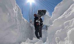 Bitlis'te vatandaşlar evlerine gitmek için kar tüneli açtılar
