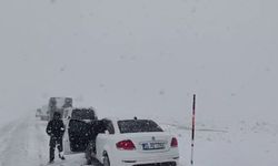 Palandöken geçidinde kar ve tipi sürücülere zor anlar yaşattı