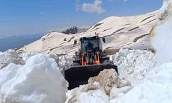 Hakkari'de yaz günü karla mücadele sürüyor