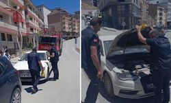 Araca sıkışan yavru kedi ekipler tarafından kurtarıldı