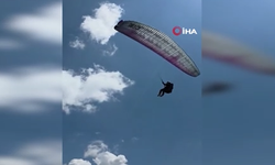 Çorum'da yamaç paraşütü pilotunun düşme anı kamerada