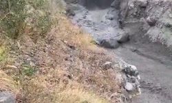 Dağdan kopan toprak yola aktı: Heyelan anı anbean kaydedildi
