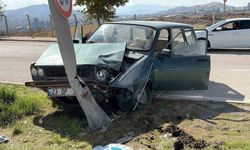 Elazığ'da otomobil aydınlatma direğine çarptı: 2 kişi yaralandı