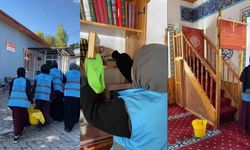 Erzincan'da öğrenciler cami temizliğine yardım etti