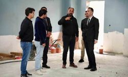 Üzümlü'de yapımı devam eden güreş salonunda inceleme yapıldı