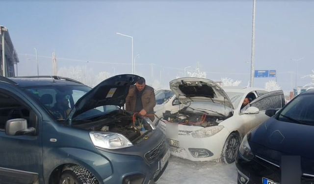 Dondurucu soğuklar nedeniyle onlarca araç çalışmadı