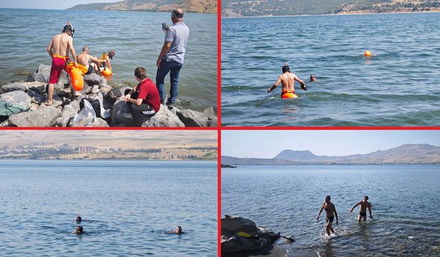 30 Ağustos’a özel Van Gölü’nde 6 kilometre kulaç attılar
