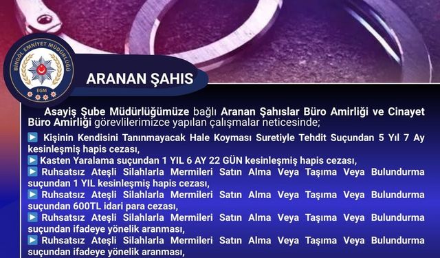 Bingöl’de kesinleşmiş hapis cezası bulunan şüpheli yakalandı