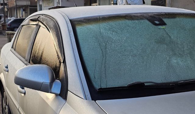 Tatvan'da araçların üzerini kırağı kapladı