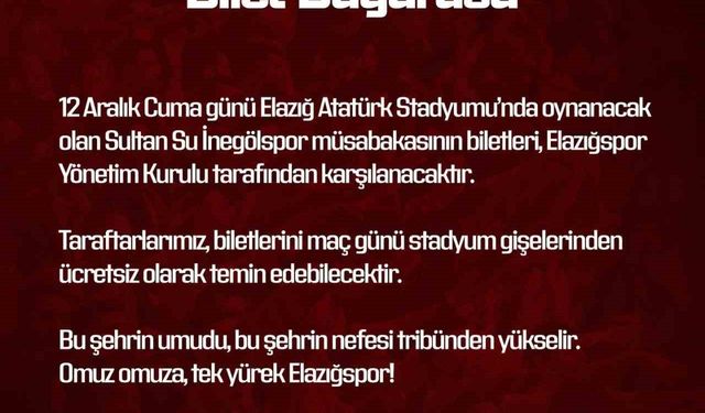 Elazığspor yönetimi biletleri ücretsiz yaptı