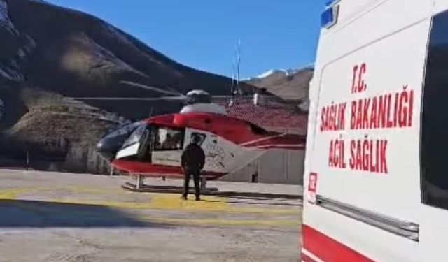 Hamile kadına helikopter ambulans desteği