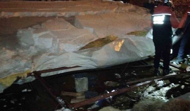 Van'da karın ağırlığına dayanamayan ahır çöktü, 5 küçükbaş hayvan telef oldu