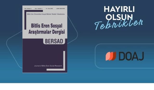 Bitlis Eren Sosyal Araştırmalar Dergisi Doaj İndeksine Kabul Edildi