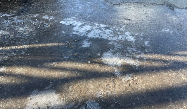 Tatvan’da küçük su birikintileri dondu