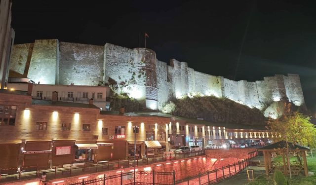 Işıklandırılan Bitlis Kalesi gece görüntüleriyle büyülüyor