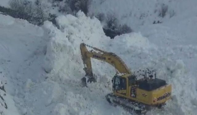 Erzincan'da köy yoluna çığ düştü