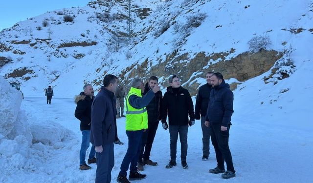 Kemaliye'de köy yoluna çığ düştü