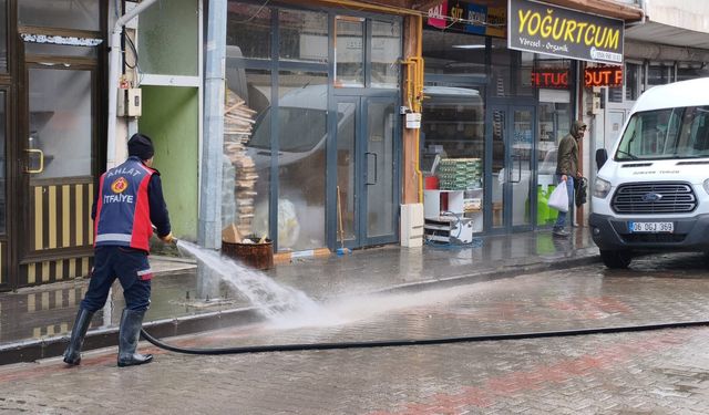 Ahlat’ta cadde ve yollar yıkanıyor