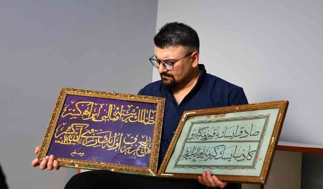 126 yıllık altın sırma hat levhası görenleri adeta büyüledi