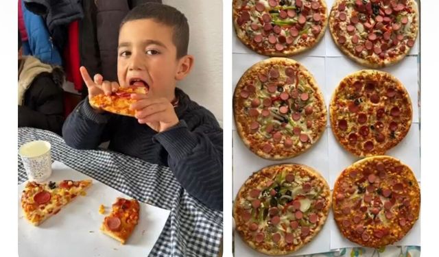 Diyadin'de öğrencilerden renkli pizza şenliği