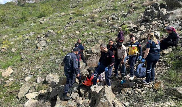 Kayalıklardan düşen yaşlı kadın sağ olarak kurtarıldı