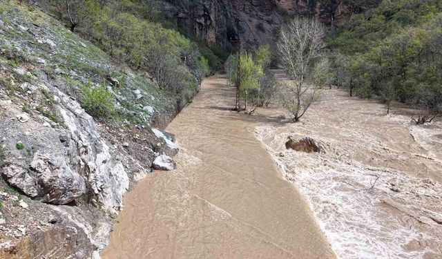 Nehir taştı, kara yolu sular altında kaldı