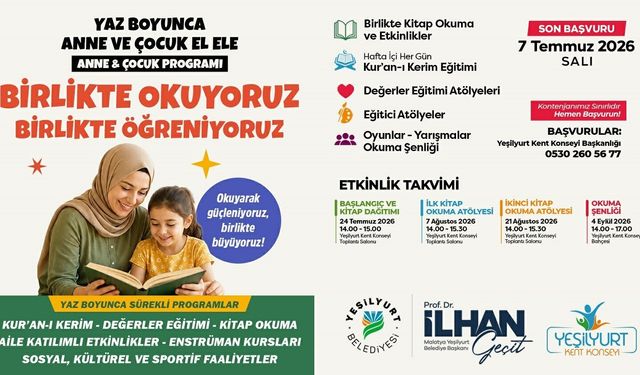 Yeşilyurt'ta çocuklar kitap ve eğlenceyle buluşacak
