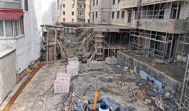 Erzurum'da beton dökümü sırasında tabla çöktü