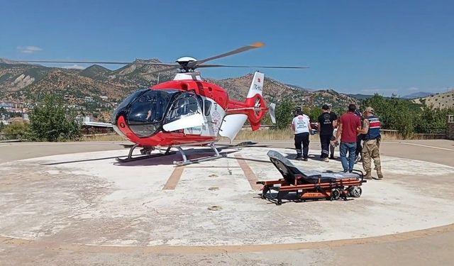Hasta, helikopter ambulansla Malatya'ya sevk edildi