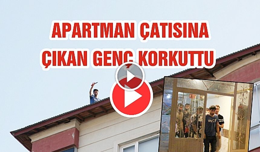 Ahlat'ta apartman çatısına çıkan genç korkuttu