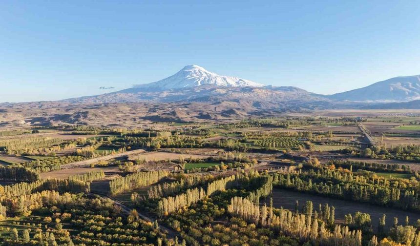 Iğdır’ın renk cümbüşüne dönüşen doğal cenneti İrem Bağları, havadan görüntülendi