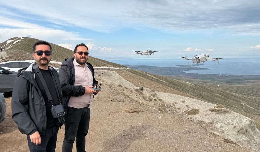 Drone operatörlerinden Nemrut’a havadan bakış