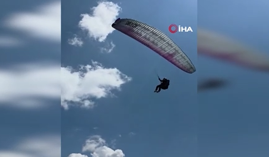 Çorum'da yamaç paraşütü pilotunun düşme anı kamerada